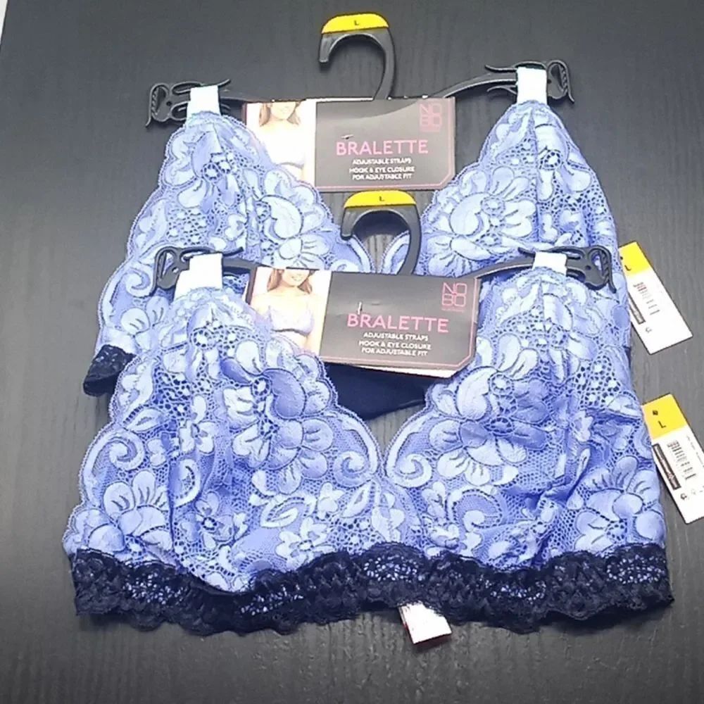 Women's Color Pop Triangle Lace Bralette Bra 2-Pack, Size L